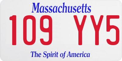 MA license plate 109YY5