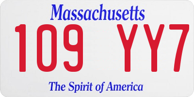 MA license plate 109YY7