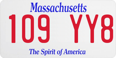MA license plate 109YY8
