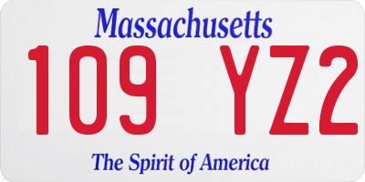 MA license plate 109YZ2