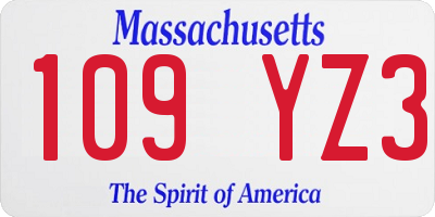 MA license plate 109YZ3