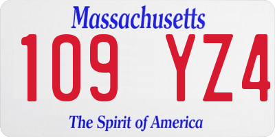 MA license plate 109YZ4