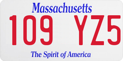 MA license plate 109YZ5