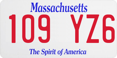 MA license plate 109YZ6