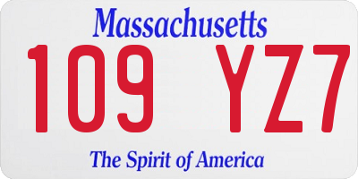 MA license plate 109YZ7