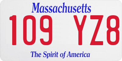 MA license plate 109YZ8