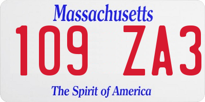 MA license plate 109ZA3