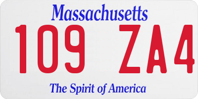MA license plate 109ZA4