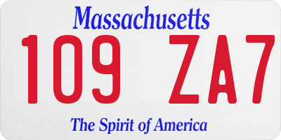 MA license plate 109ZA7