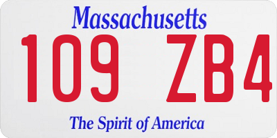 MA license plate 109ZB4