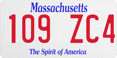 MA license plate 109ZC4