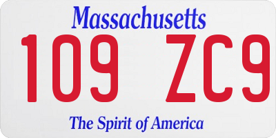 MA license plate 109ZC9