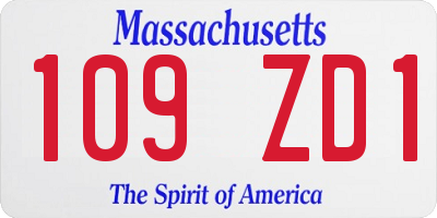 MA license plate 109ZD1