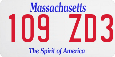 MA license plate 109ZD3