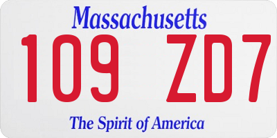 MA license plate 109ZD7