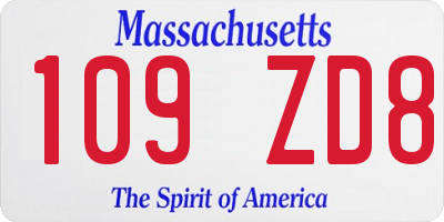 MA license plate 109ZD8