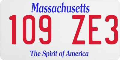 MA license plate 109ZE3