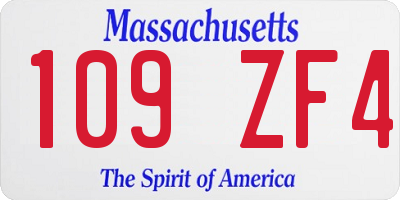 MA license plate 109ZF4