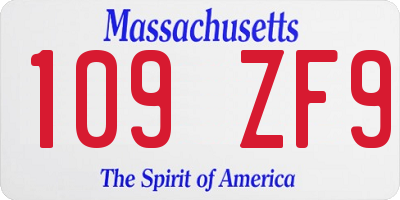 MA license plate 109ZF9