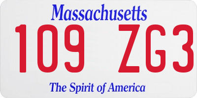 MA license plate 109ZG3