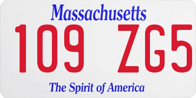 MA license plate 109ZG5