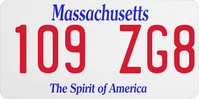 MA license plate 109ZG8