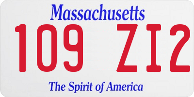 MA license plate 109ZI2