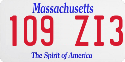 MA license plate 109ZI3