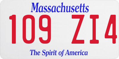MA license plate 109ZI4