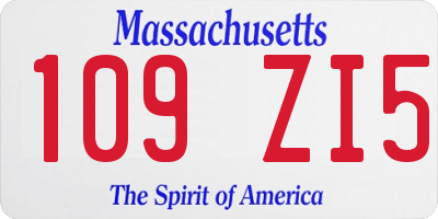 MA license plate 109ZI5