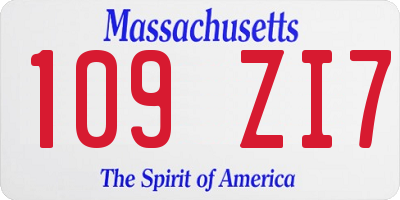 MA license plate 109ZI7