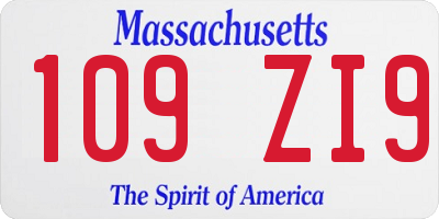 MA license plate 109ZI9