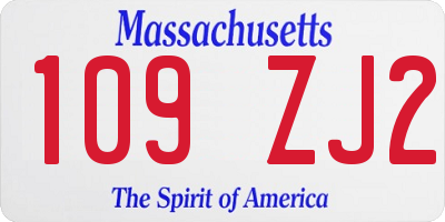 MA license plate 109ZJ2