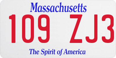 MA license plate 109ZJ3