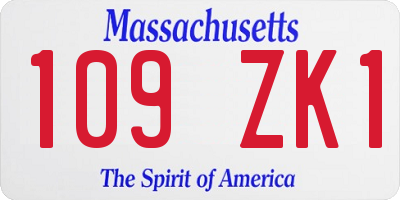 MA license plate 109ZK1