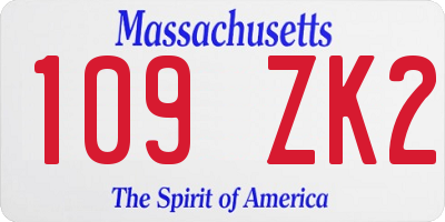 MA license plate 109ZK2