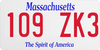 MA license plate 109ZK3
