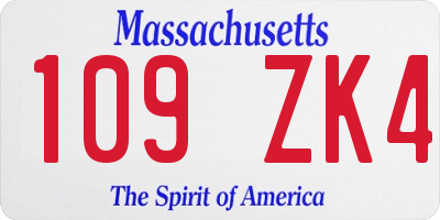 MA license plate 109ZK4