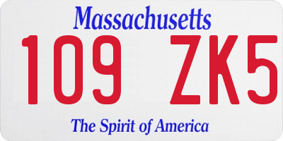 MA license plate 109ZK5