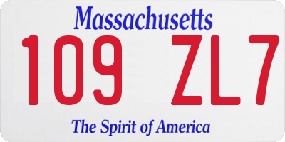 MA license plate 109ZL7