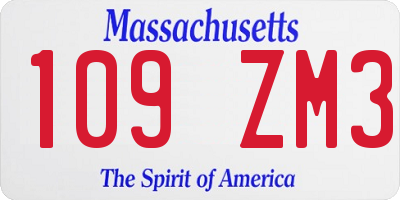 MA license plate 109ZM3