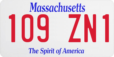MA license plate 109ZN1