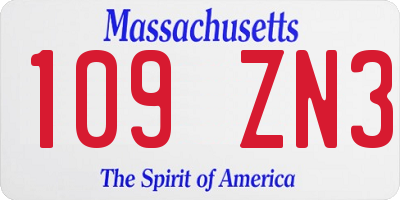 MA license plate 109ZN3