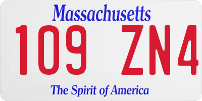 MA license plate 109ZN4
