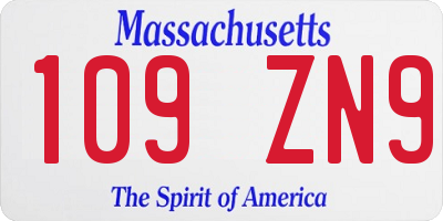 MA license plate 109ZN9