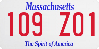 MA license plate 109ZO1