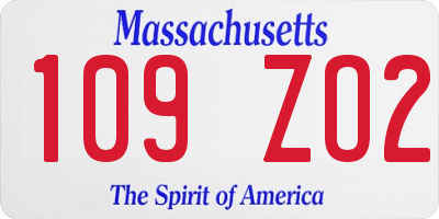 MA license plate 109ZO2