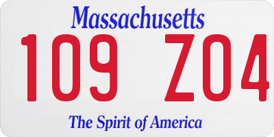 MA license plate 109ZO4