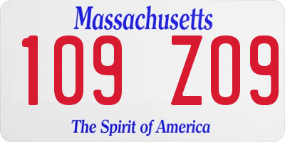 MA license plate 109ZO9