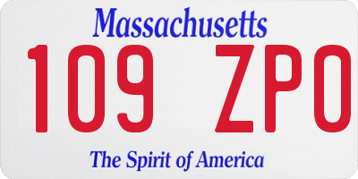 MA license plate 109ZP0
